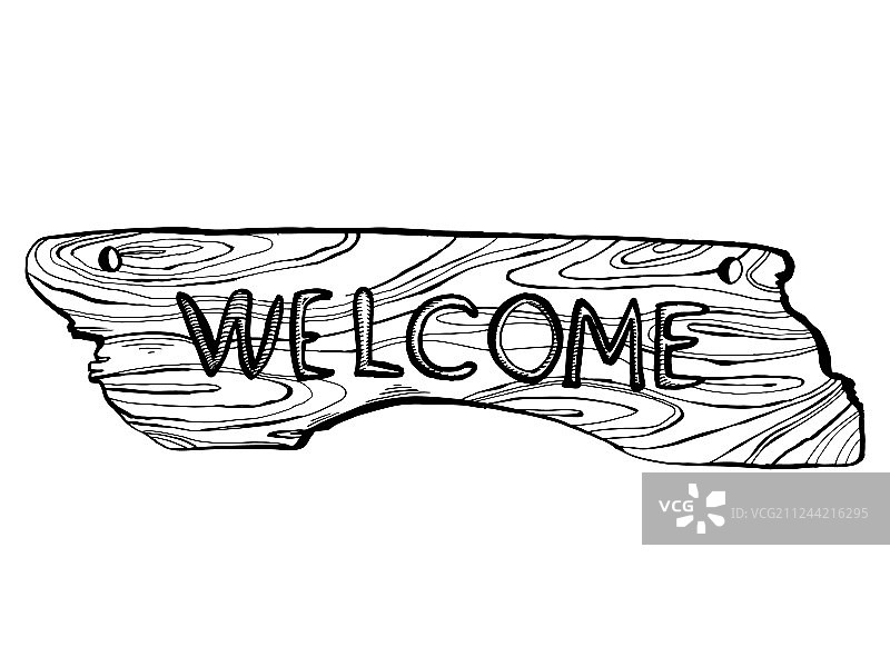 木制欢迎牌雕刻图片素材