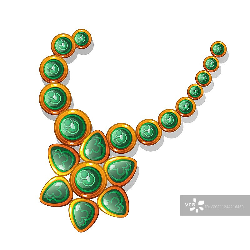 镶嵌绿色宝石的金色复古项链图片素材