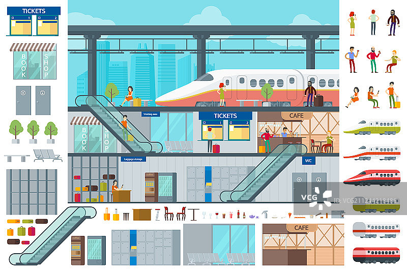 扁平风火车站信息图概念图片素材