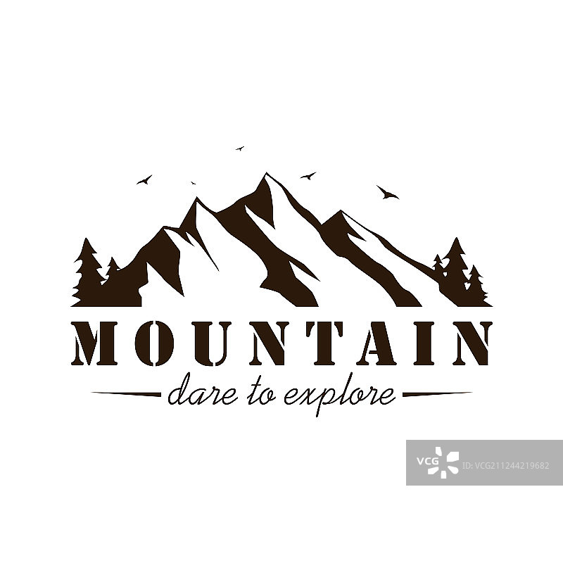 黑白山地探险Logo图片素材