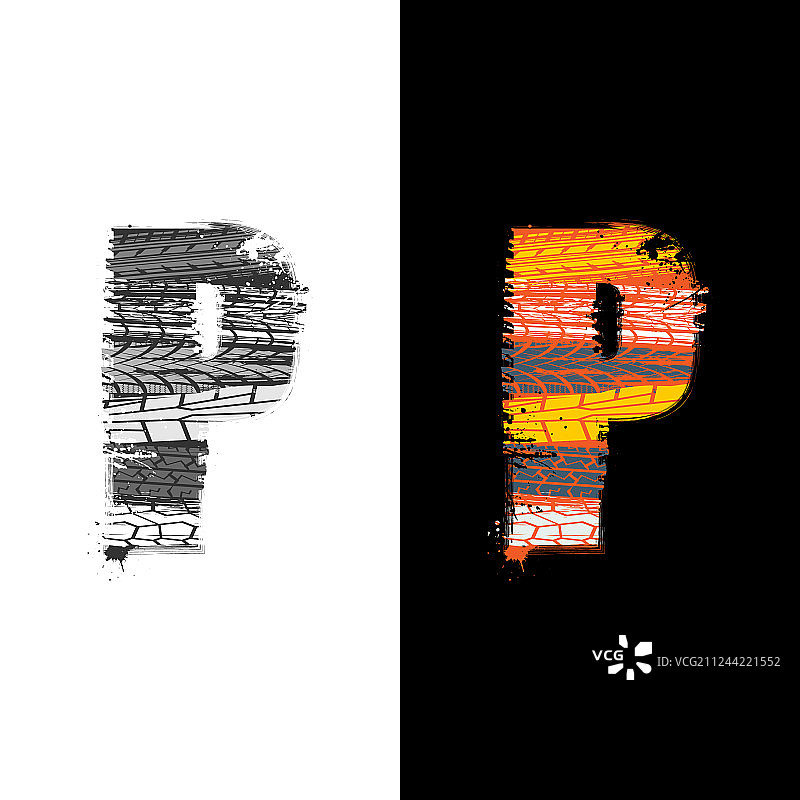 轮胎痕迹字母P图片素材
