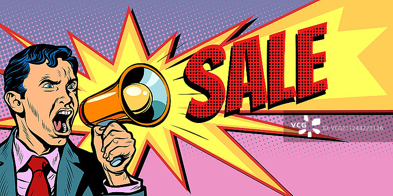 拿着扩音器促销的商人背景图片素材