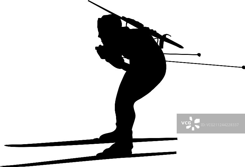 冬季两项运动员剪影图片素材