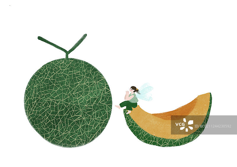 哈密瓜和小精灵图片素材