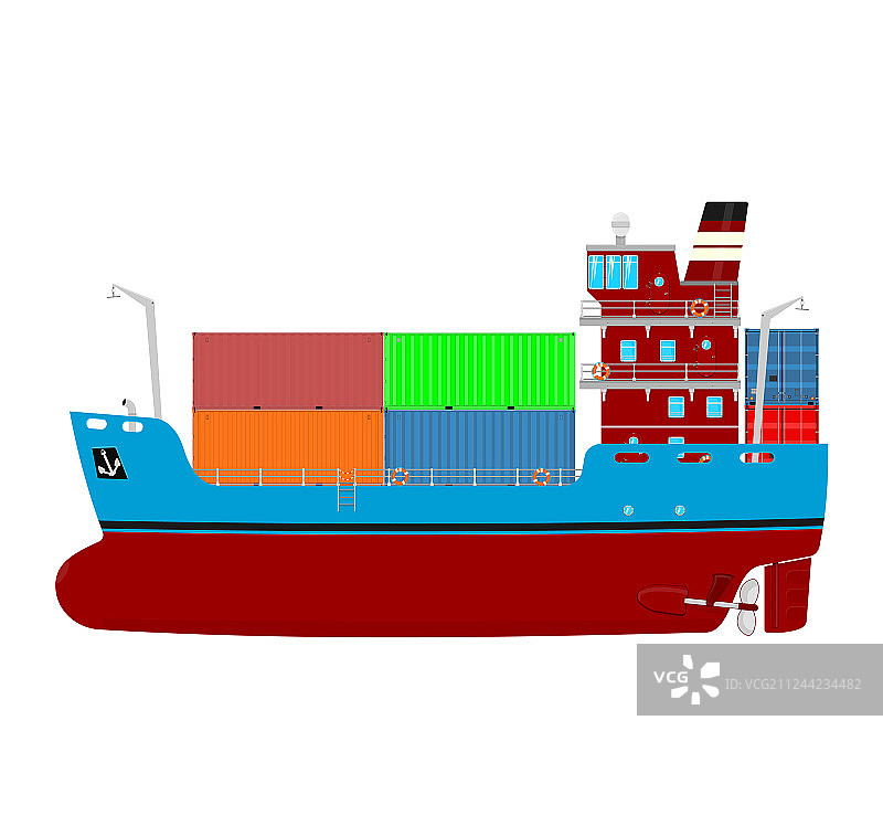 卡通集装箱货轮图片素材