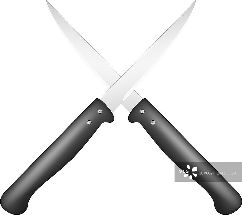 两个黑色手柄的交叉厨刀图片素材
