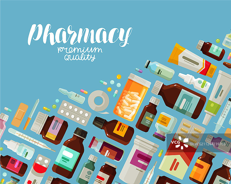 医药药理横幅药品瓶图片素材