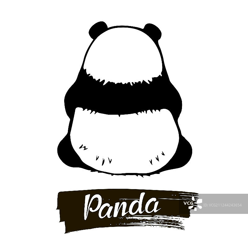 坐着的熊猫背影图片素材