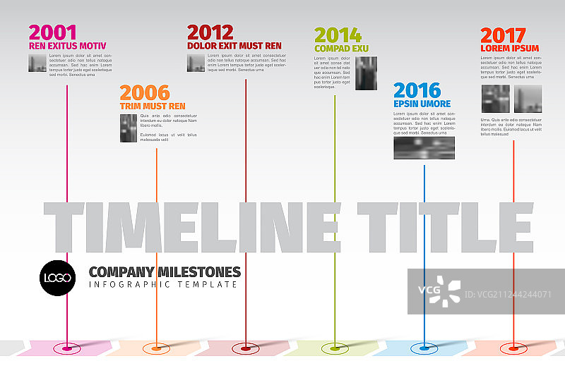 公司里程碑时间轴信息图表模板图片素材