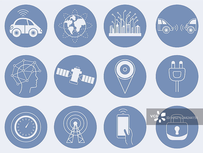 自动驾驶汽车图标集图片素材