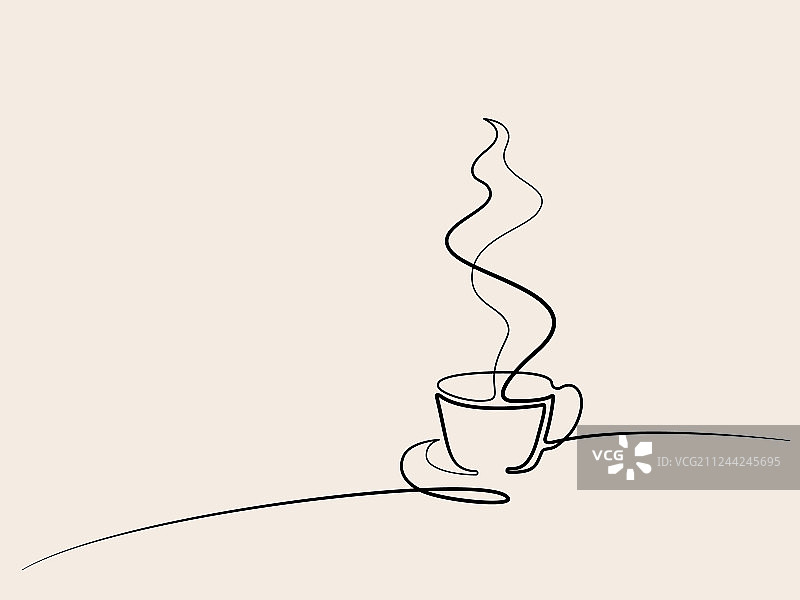 咖啡杯单线画图片素材