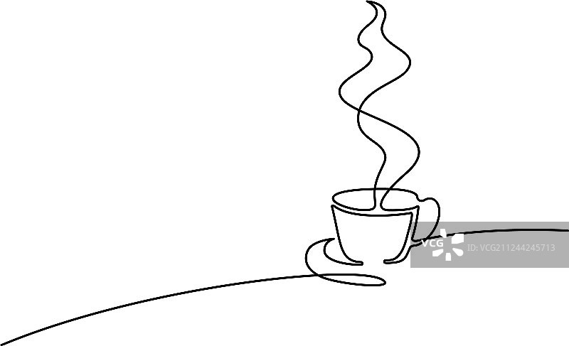 咖啡杯单线画图片素材