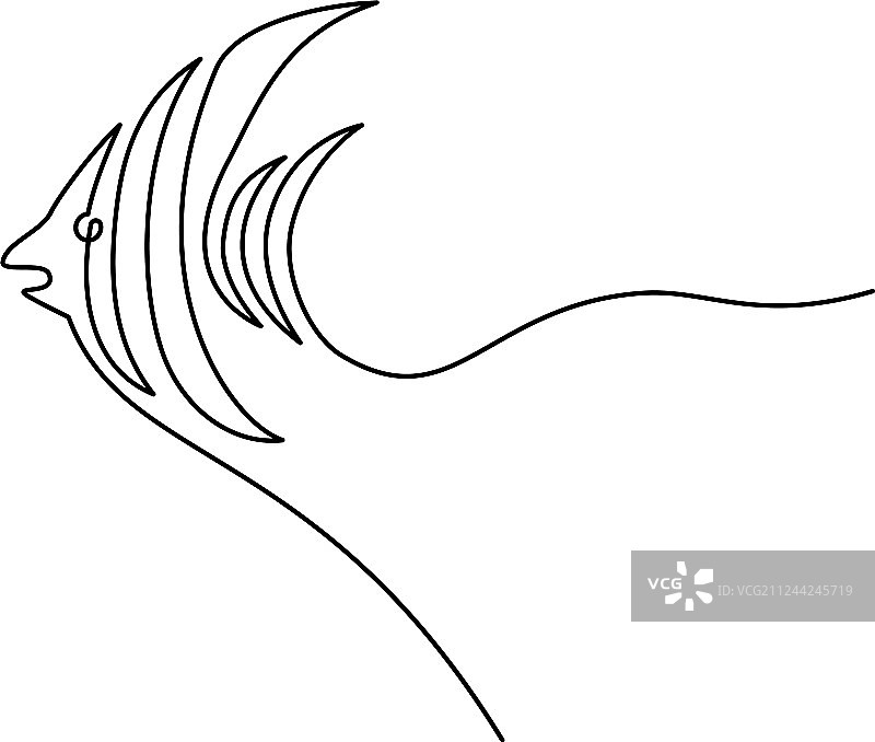 连续线条鱼图片素材