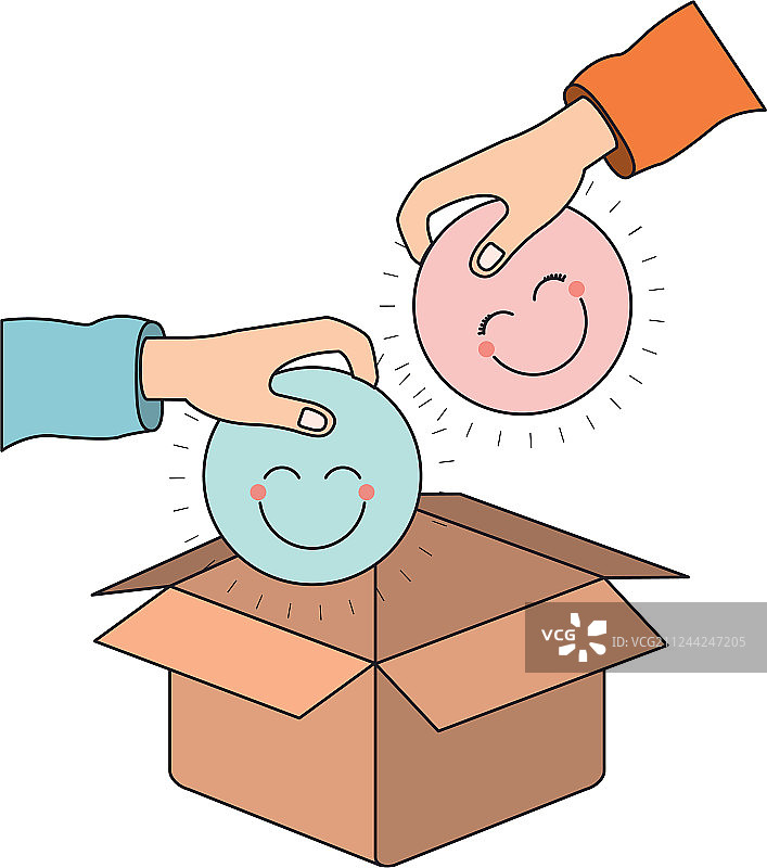 彩色剪影侧视图：双手捧物图片素材