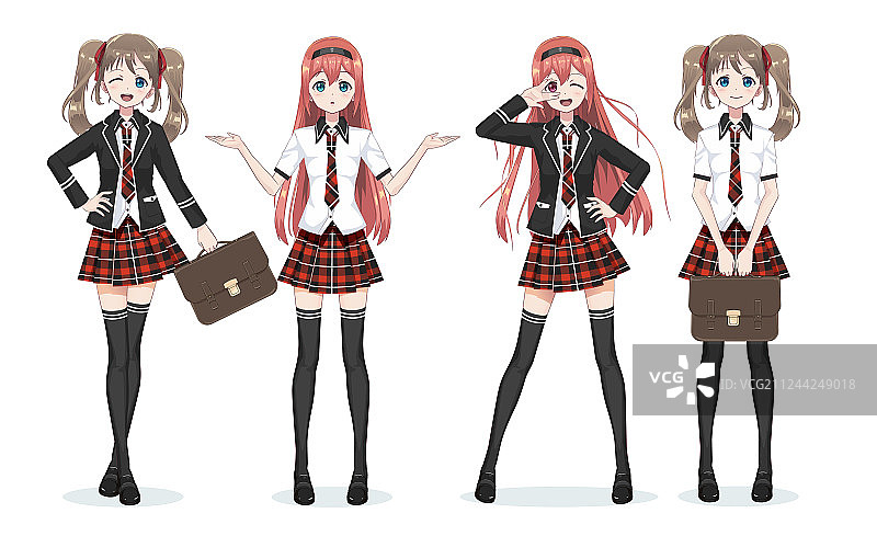 穿着裙子的漂亮动漫少女图片素材