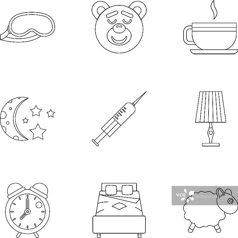 睡眠休息图标轮廓图片素材