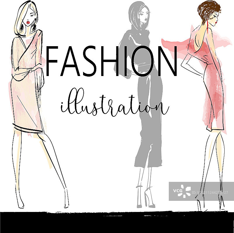 可爱的卡通时尚女孩图片素材