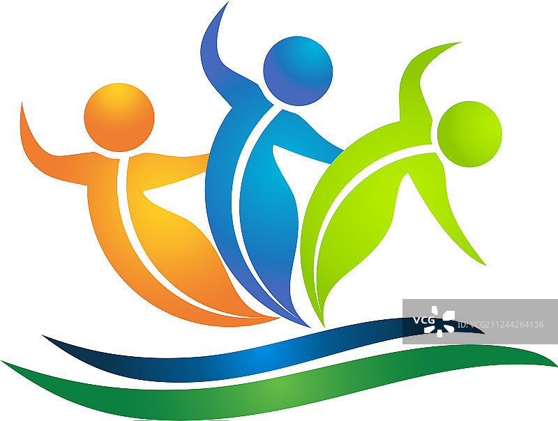 嗖嗖树叶人物标志的舞蹈团队图片素材