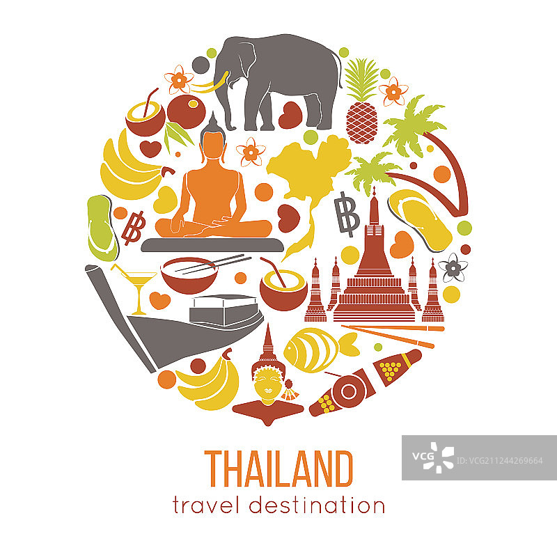 泰国旅游标志和曼谷元素合集图片素材