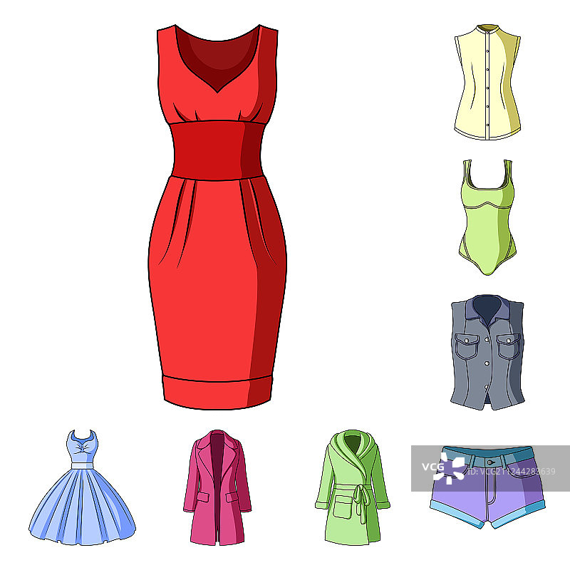 女性服装卡通图标合集图片素材