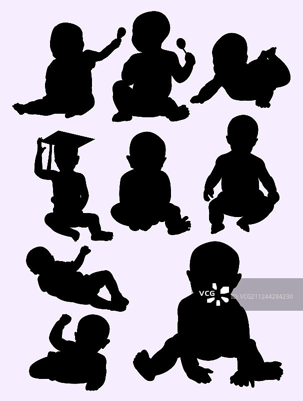 可爱小宝宝剪影图片素材