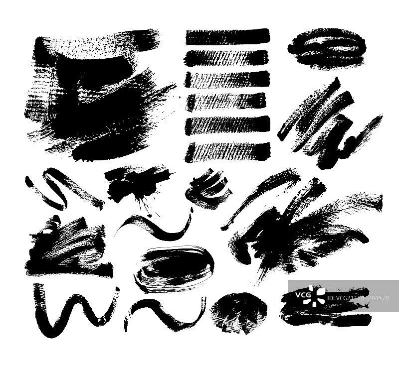 20个黑色墨水手绘笔刷图片素材