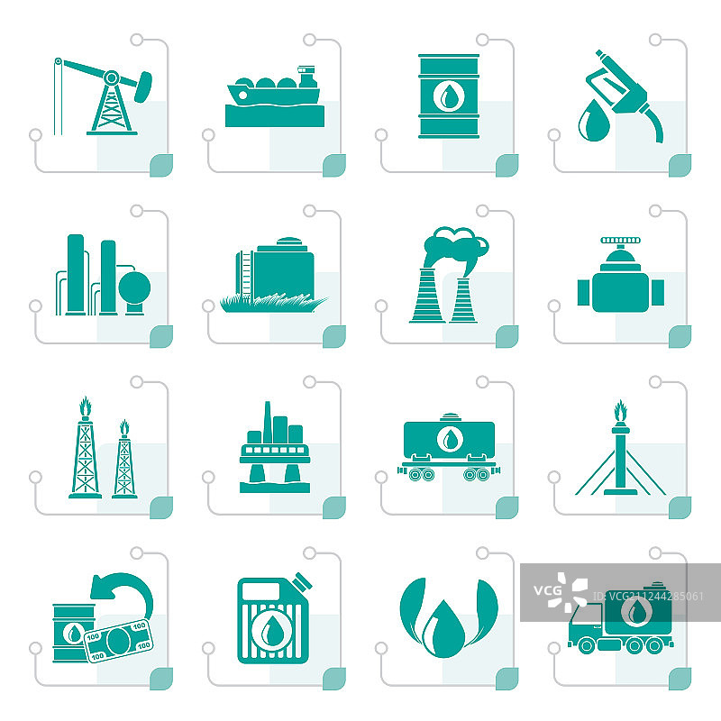 风格化的石油和天然气工业图标图片素材
