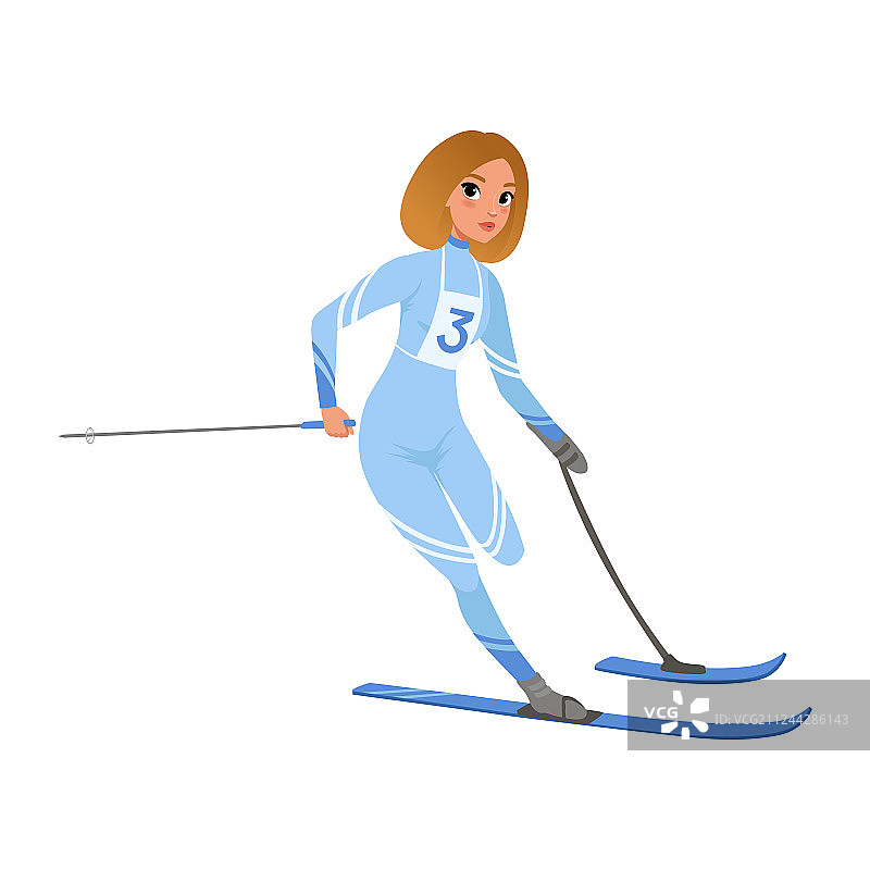 女运动员参加滑雪比赛图片素材