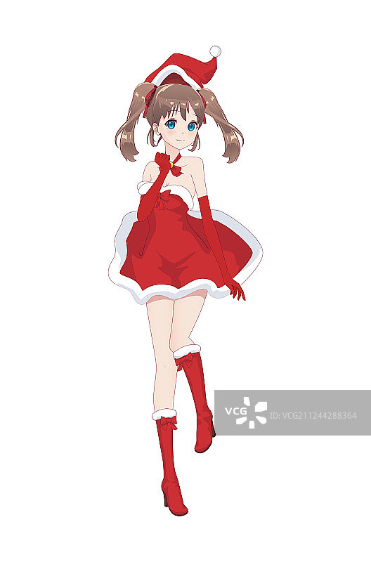 动漫风格的圣诞老人服装女孩图片素材