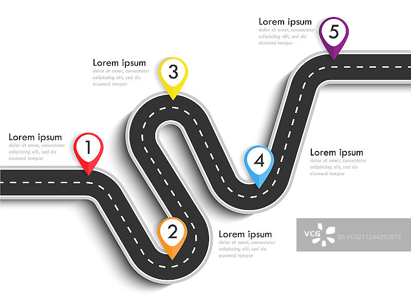 带图钉的道路位置信息图表模板图片素材