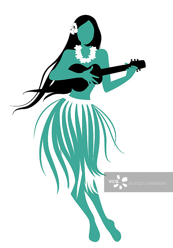 穿着裙子的夏威夷女孩的轮廓图片素材