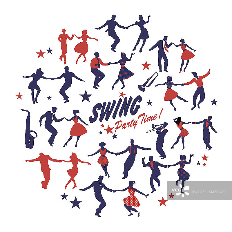 摇摆舞者剪影图片素材