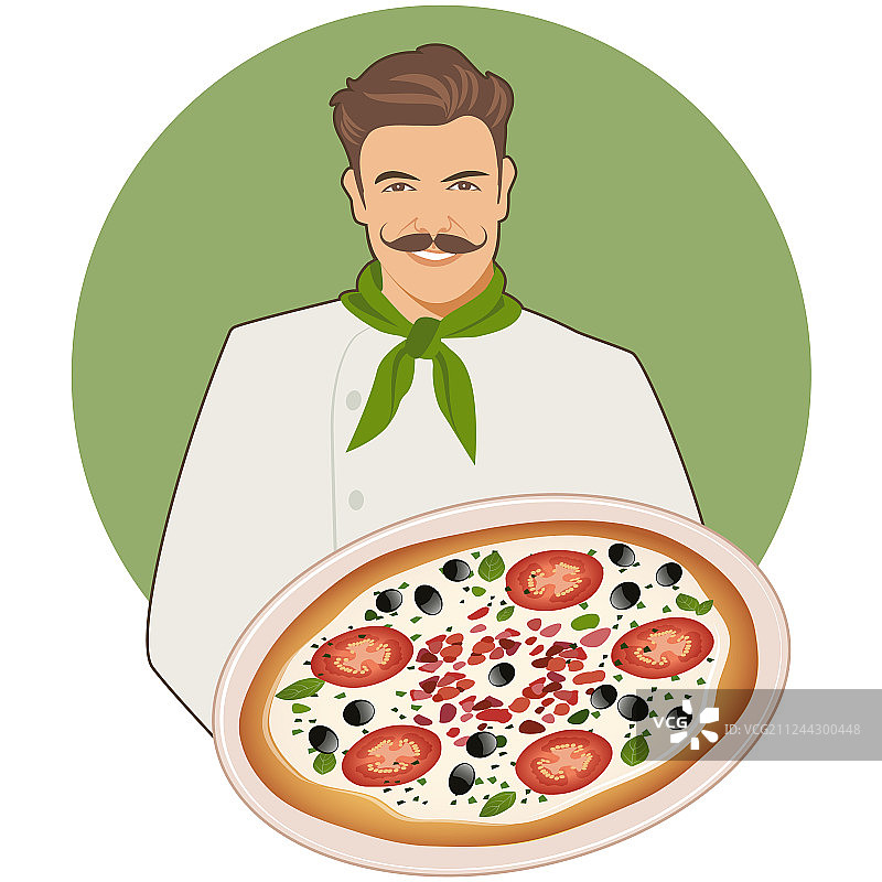 面带微笑，留着胡须，头戴头巾的厨师图片素材