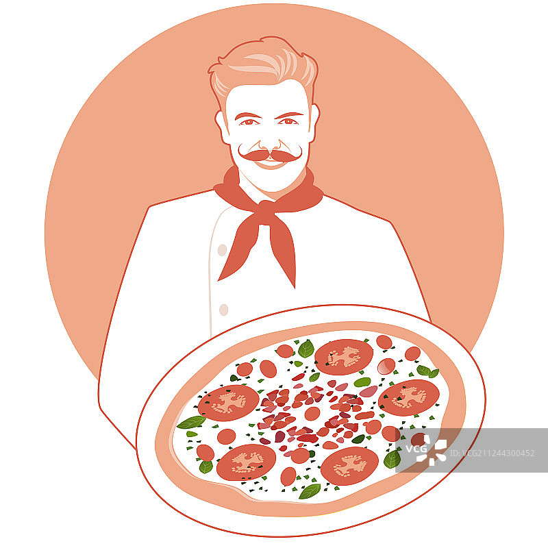 面带微笑，留着胡须，头戴头巾的厨师图片素材