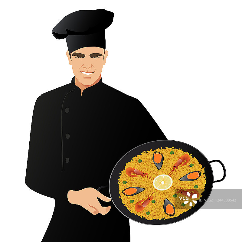 戴着厨师帽的英俊西班牙厨师图片素材