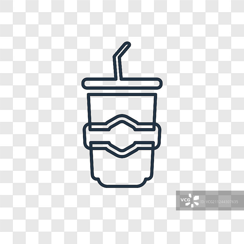 带吸管的苏打玻璃杯线性图标图片素材