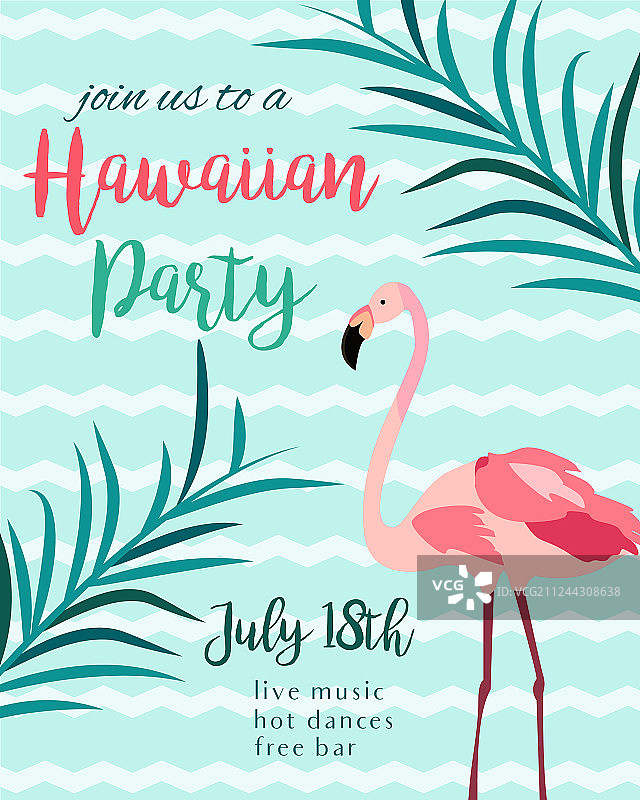 火烈鸟热带花卉海报图片素材