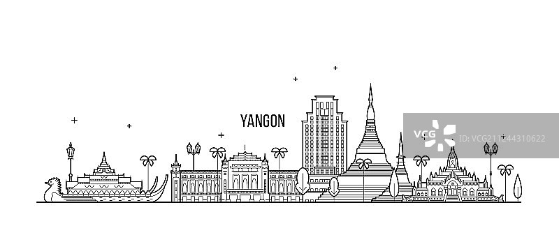 仰光城市天际线图片素材