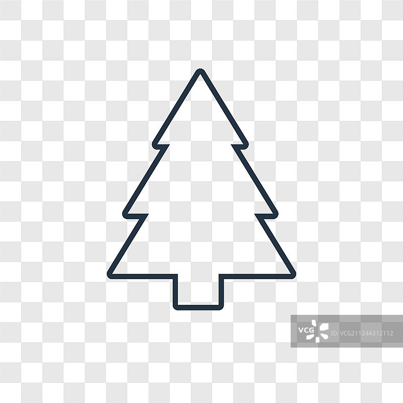 透明背景上隔离的松树线性概念图标图片素材