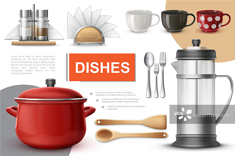 逼真餐具组合图片素材