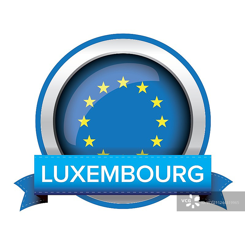 带有卢森堡丝带的欧盟旗帜按钮图片素材