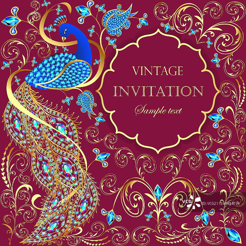 金色孔雀装饰背景图片素材