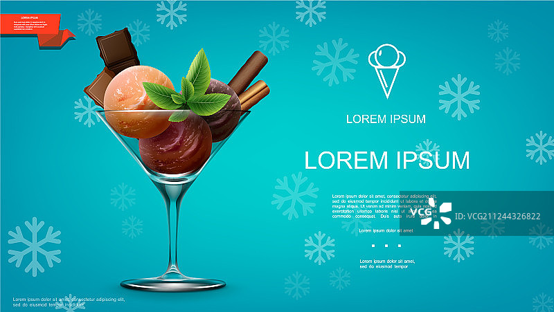 逼真冰淇淋模板图片素材