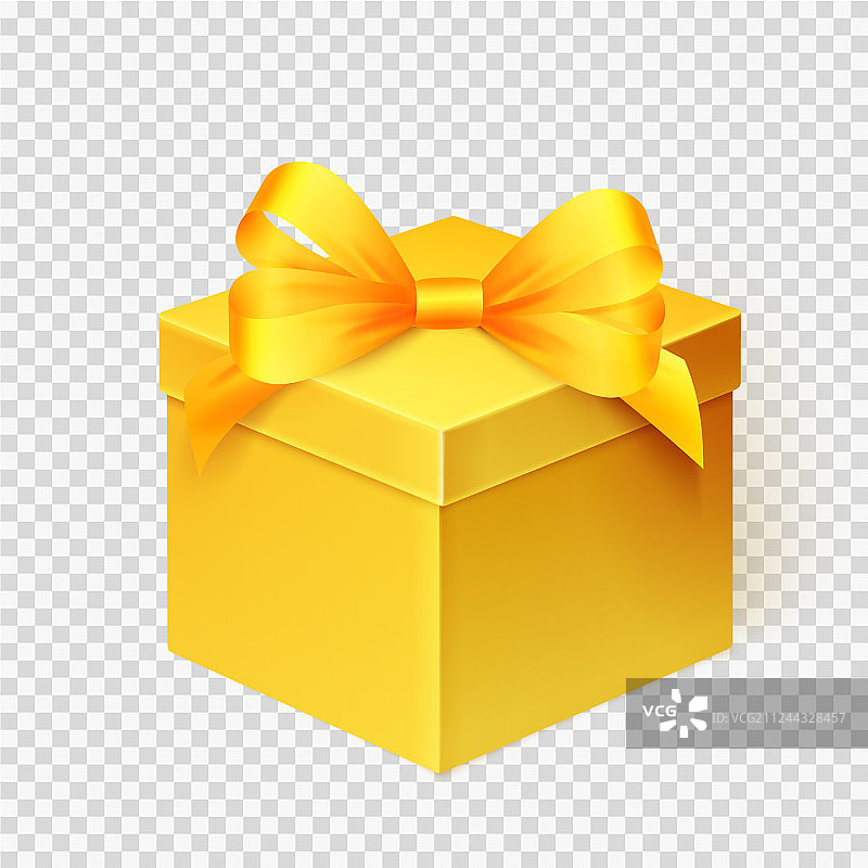 逼真黄色礼品盒与丝带设计图片素材