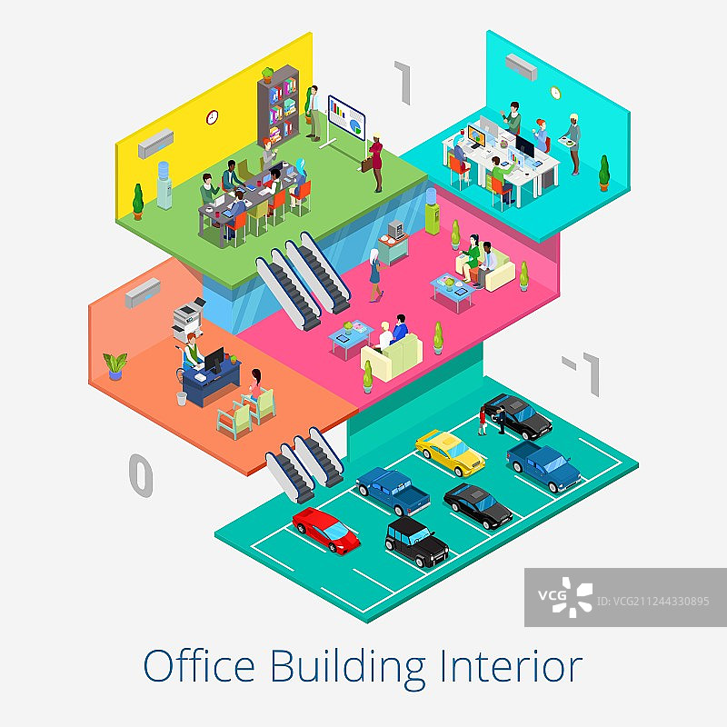 2.5D办公中心室内会议室图片素材