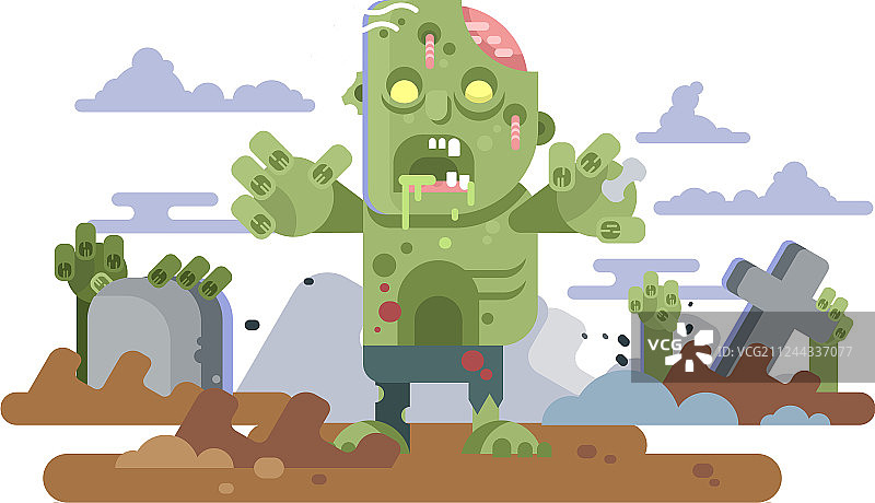 夜晚墓地里的僵尸图片素材