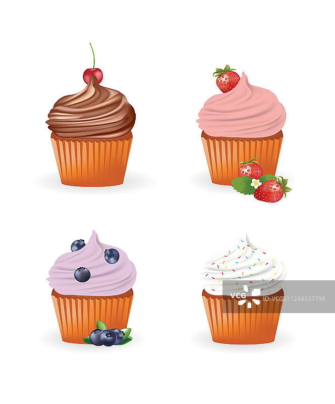 纸杯蛋糕四件套图片素材