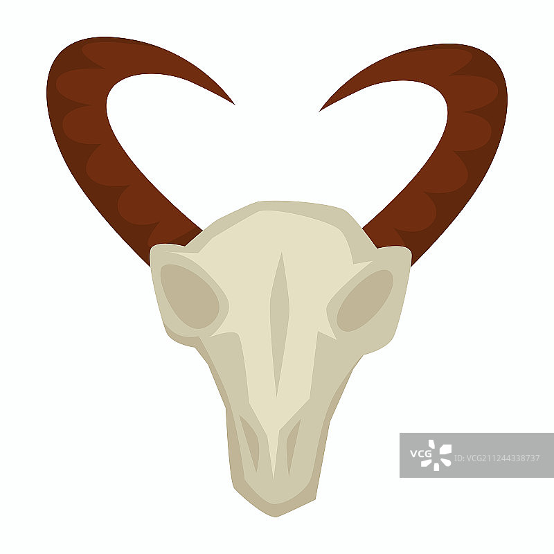 带角的山羊头骨，石器时代原始人图片素材