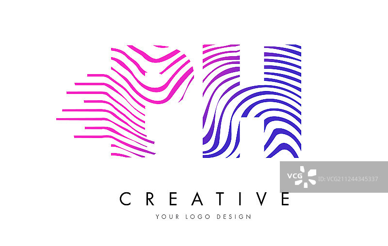 带有斑马线的PH字母标志设计图片素材