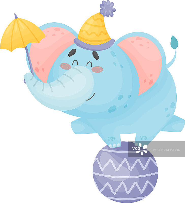 卡通大象站在大球上图片素材